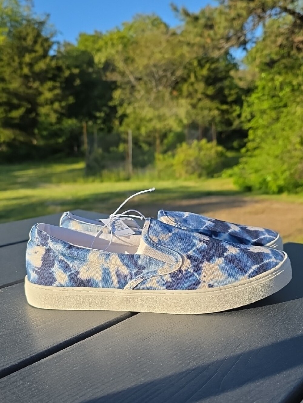 Old Navy Blue and White Tie-Dye Slip-On Sneakers